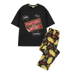 Only Fools And Horses Mens Logo Short-Sleeved Long Pyjama Set / Black
